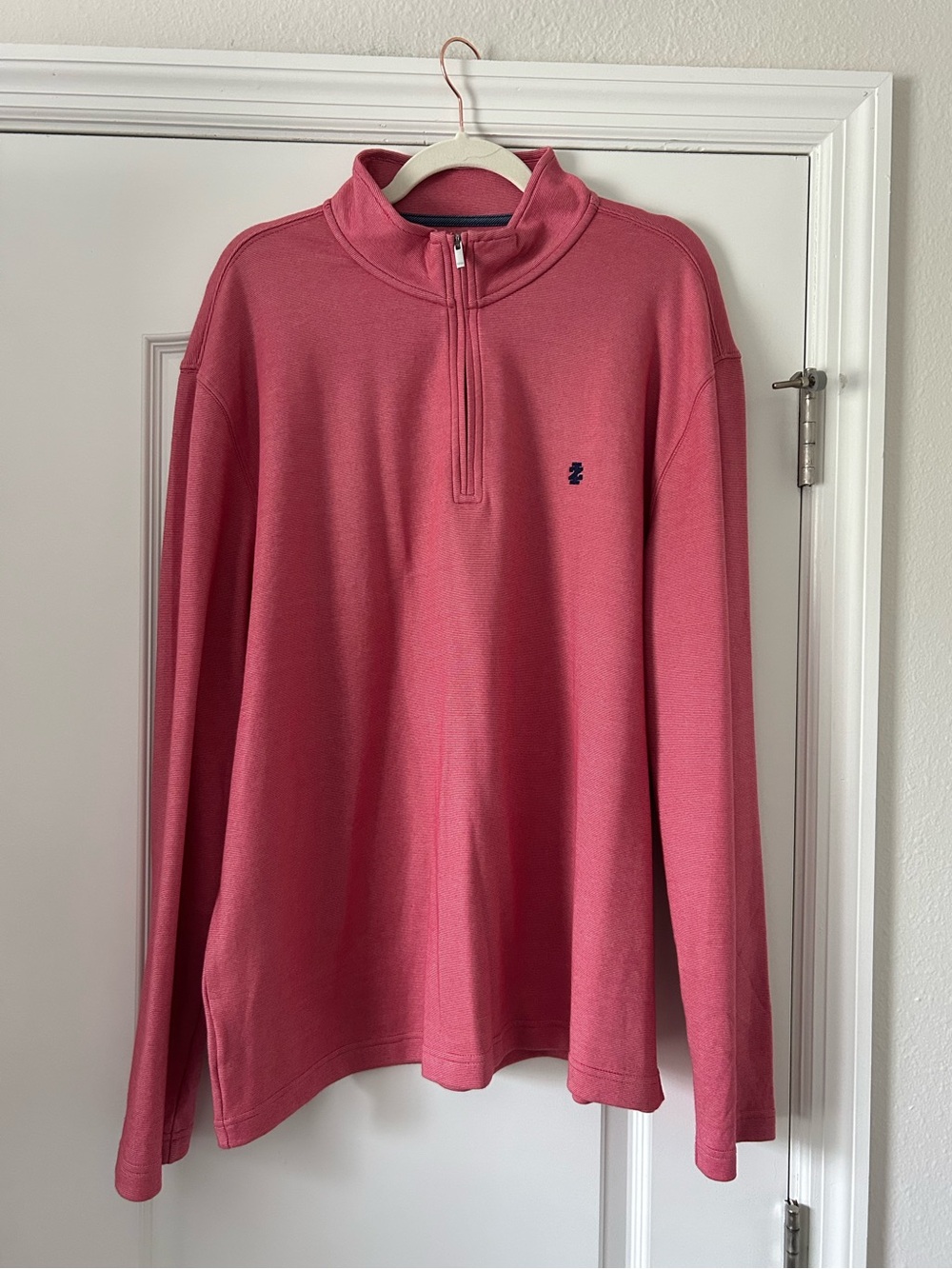 Izod Quarter-Zip Lightweight Cotton Blend Pullover Subtle Stripe